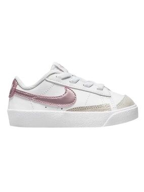 Nike Kids White Sneakers with Pink Swoosh Accent